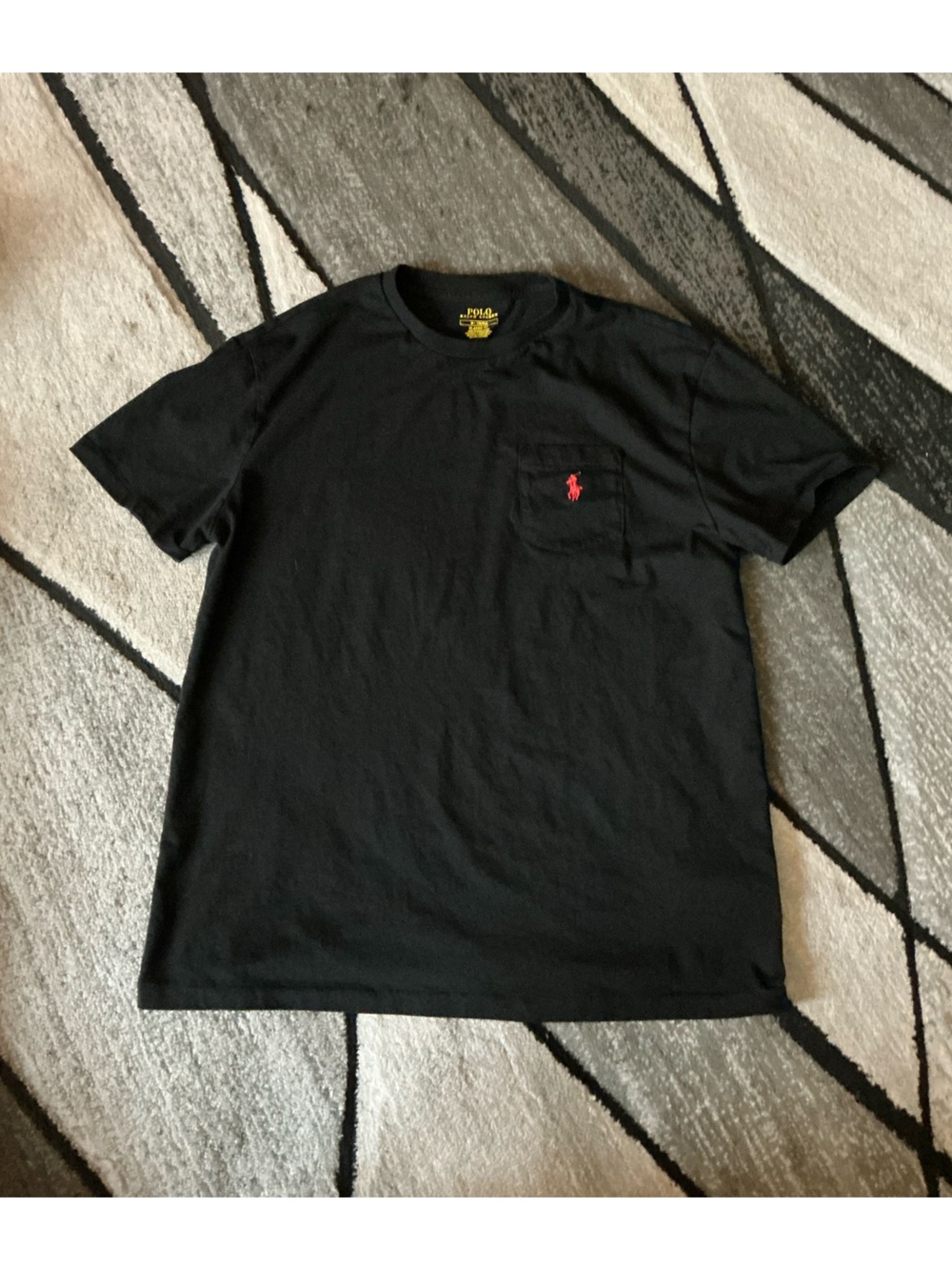 Size Medium - Polo Ralph Lauren Black Classic Fit Pocket Cotton Tee Shirt